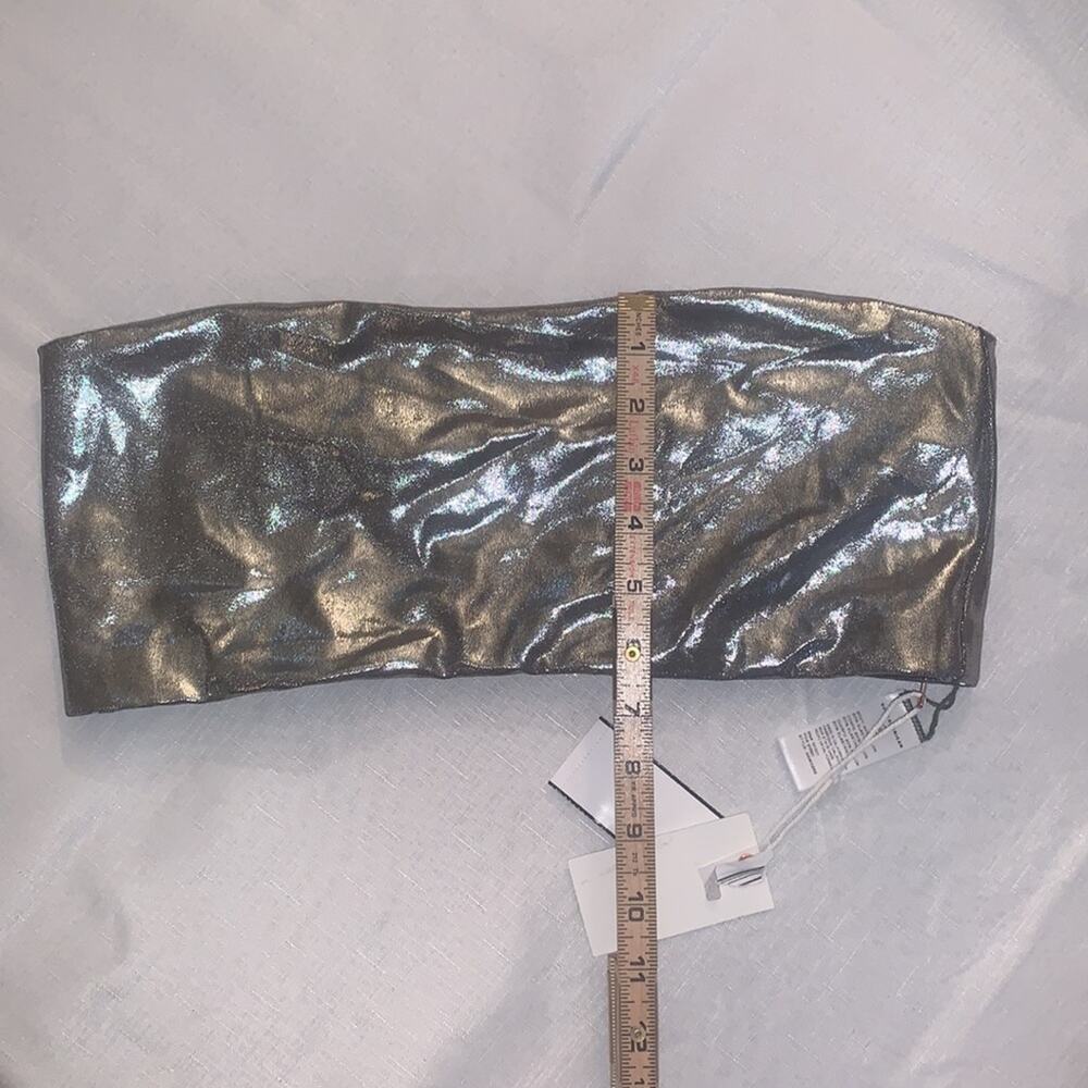 GOOD AMERICAN SWIM Bandeau‎ Top. Stormy Foil. 3X - Picture 12 of 14